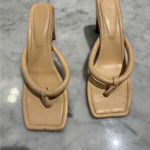 Song of Style Tan Heeled Sandals with Square Toe